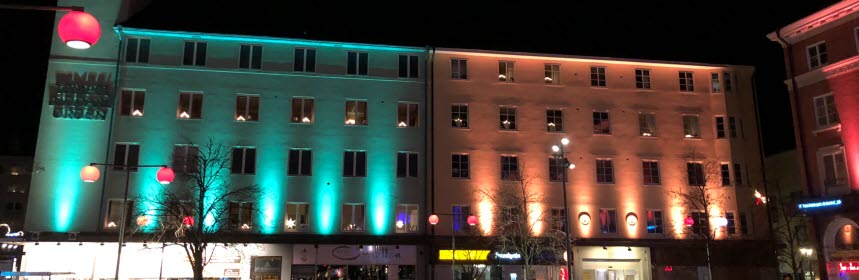 Fasadbelysning på Trädgårdstorget